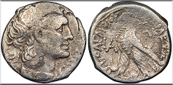 Featured Ancient Coin: Ptolemaic Kings of Egypt   Cleopatra VII and Ptolemy XV Caesarion 44-30 B.C. Tetradrachm