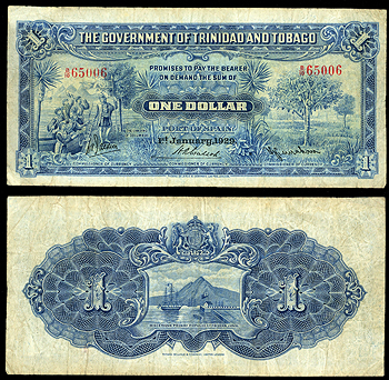 Featured Currency: TRINIDAD & TOBAGO Government of Trinidad and Tobago   1 January 1929 One Dollar