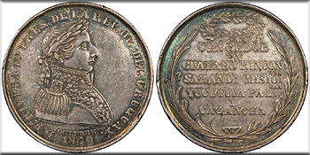 Featured Exonumia: URUGUAY Fructuoso Rivera   1840 Proclamation (1/2 Peso) medal 31mm Medal