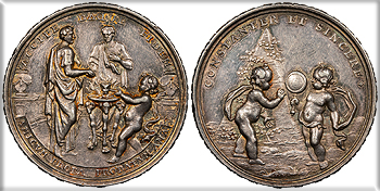 Featured Exonumia: GERMANY Signed P.H.M.  Augsburg 18th century Friendship medal 39mm Medal