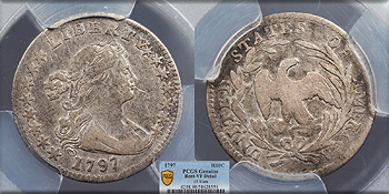 Featured U.S. Coin: 1797  Draped Bust 5 Cents (Silver) 15 Stars PCGS VF