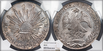 Featured World Coin: MEXICO    1861-Do CP 8 Reales